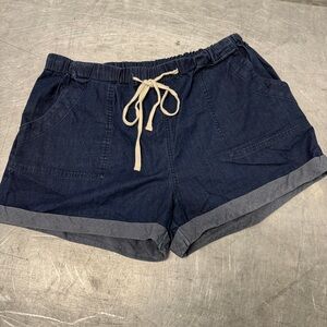 Kori America Women’s Blue Mid Rise Cotton Shorts Size Large